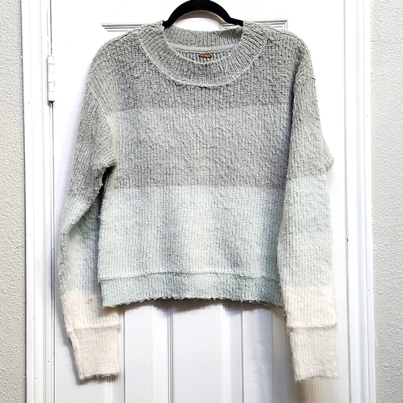 Free People Gray Blue Ivory Crewneck Sweater, Size S - Picture 4 of 9